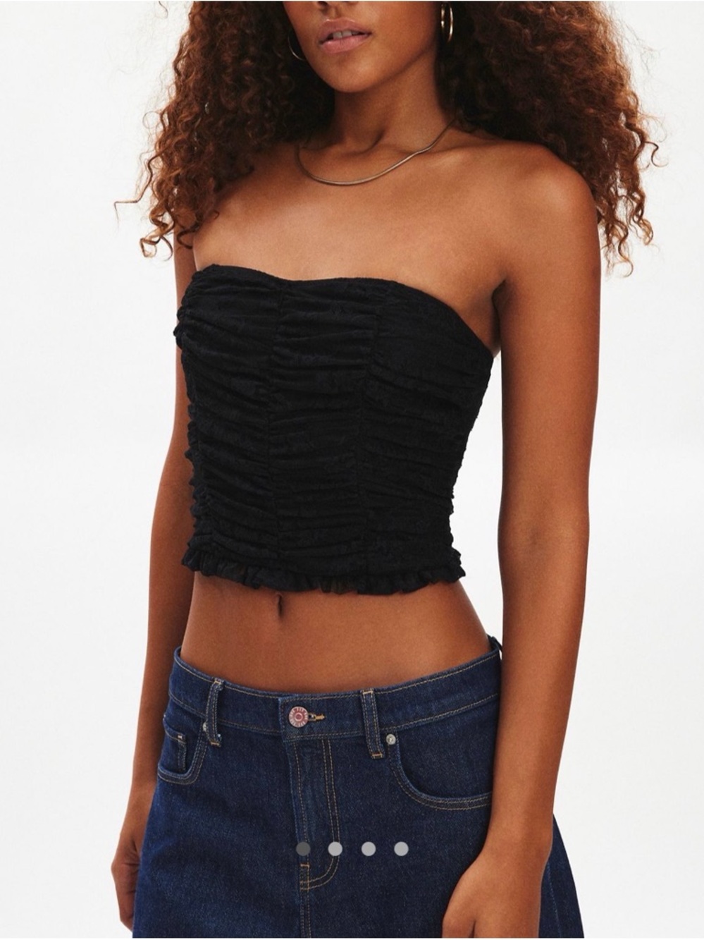 Urban Renewal Black Strapless Ruched Crop Top NWT